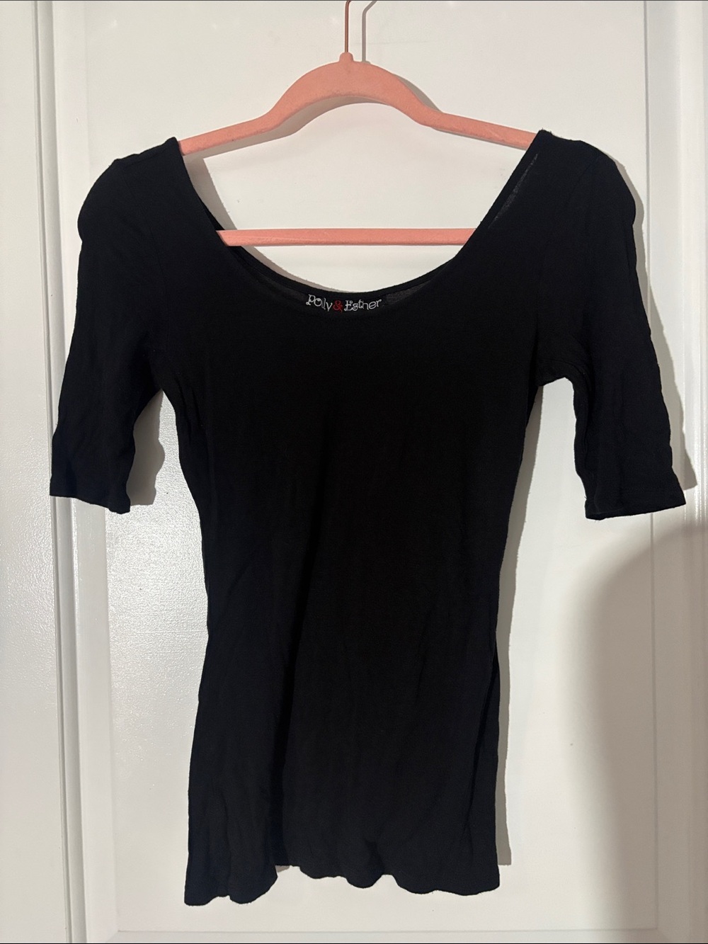 Polly & Esther Black Scoop Neck Short Sleeve Top